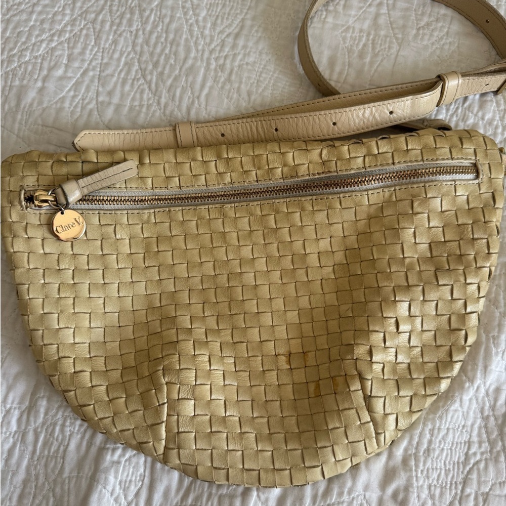 Clare V Woven Cream Shoulder Bag